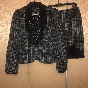 WHBM Tweed Jacket Blazer Skirt Suit 6 8